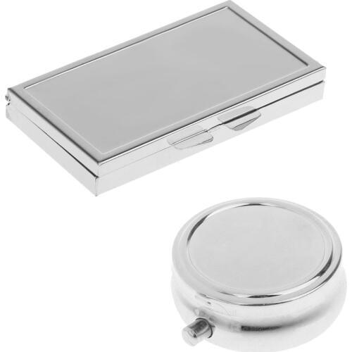 Set Of 2 Travel Portable Metal 3 Grids Single Slot Pill Box Medicine Organizer Container Vitamin Storage Case Holder Box