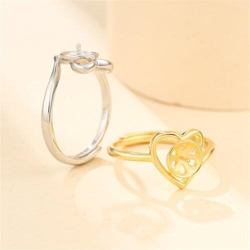 Ring Setting for 8mm-10mm Round Beads or Pearls Gold Plated 925 Silver Ring Blank Adjustable Ring Base SR0092