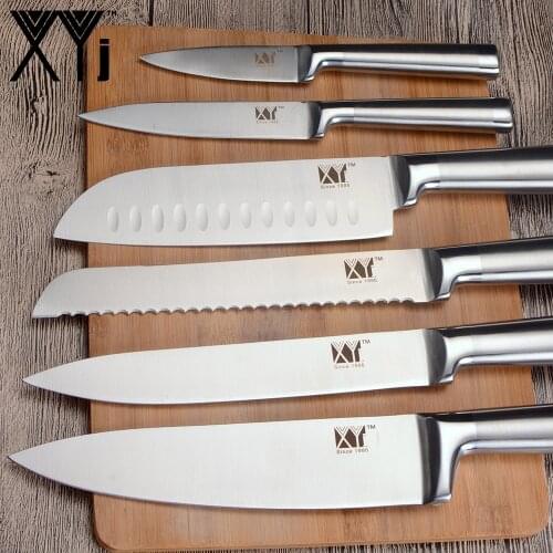 XYj Stainless Steel Kitchen Knives Set Fruit Paring Utility Santoku Chef Slicing Bread Boning Fish Scissor Knife Set Accessories