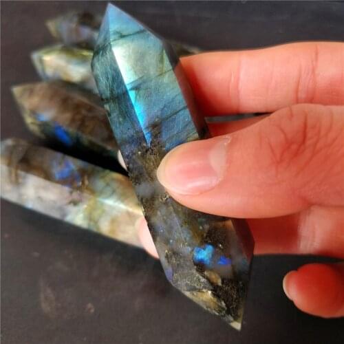 Natural Labradorite Double Points Healing Stone Crystal Gemstone For Home Decoration