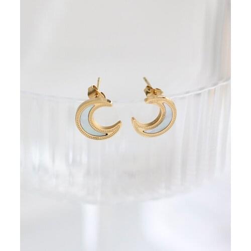 2021 New Trendy Design Shell Moon Earring Female Simple Gold Plated 316L Stainless Steel Crescent Earrings For Women Girls Gift