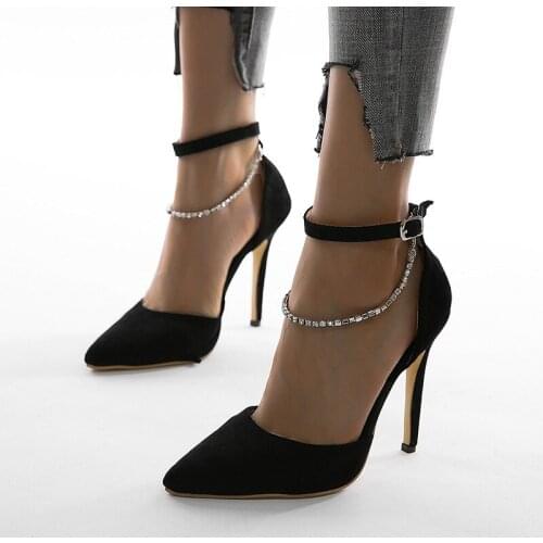 2021 New Sparkling Crystal Shoes Sexy Classic High Heels Pointed Toe Womens Sandals Banquet Summer Wedding Dress Shoes