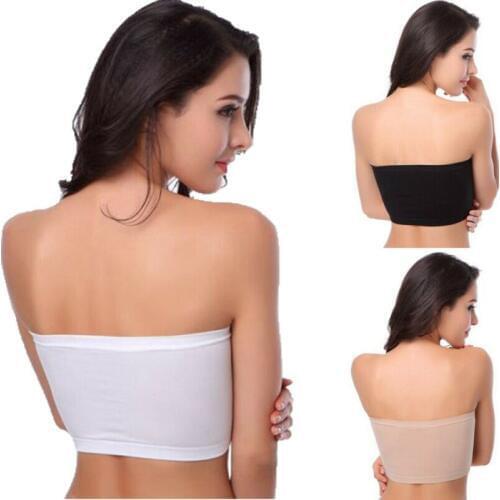 New Sexy Plus Size Womens Seamless Strapless Crop Top Breathable Sports Bras Bandeau Tube