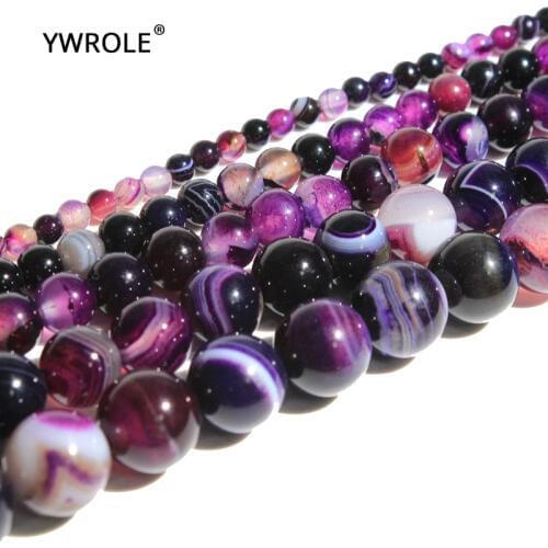 Wholesale Stripped Purple Agat Lot Natural Stone Beads For Jewelry Making Bracelet Necklace Round Diy Crystal 4/6/8/10/12/14 mm