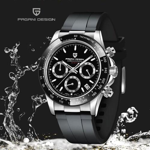Pagani Design Mens Quartz Watch Luxury Fashion Men Watch Automatic Date Silicone Waterproof Clock Men Chronograph Reloj Hombre