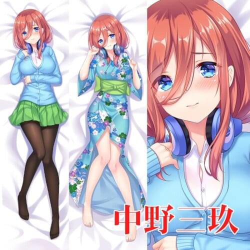 The Quintessential Quintuplets Nakano Miku Dakimakura Hugging Body Pillow Case Otaku Pillowcase Cushion Cover Bed Linings YM