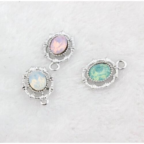 20PCS/Lot Fashion Jewelry Candy Color Ellipse Alloy Charms For Bracelet Necklace Pendant Charms
