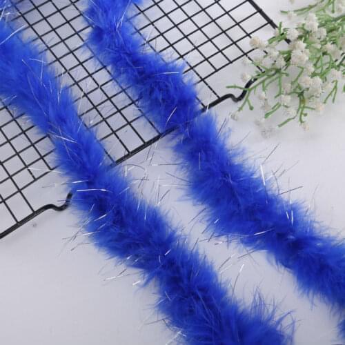 Royal blue Turkey Feather Faux Fur Strips Cloth Coat Accessory DIY Grass Collar Hat Dress Strip Garment edge piping Materials