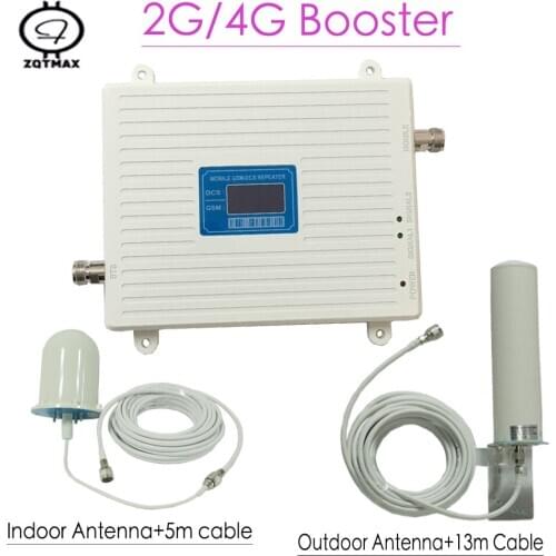 ZQTMAX 2G 4G repeater GSM DCS cellular Signal Booster 900 1800 Dual Band 65dB Gain LTE Amplifier with antenna accessories