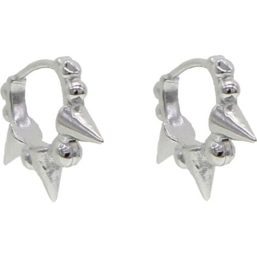 925 sterling silver round ball spike Small mini Hoop earring minimal multi piercing girl women fashion jewelry