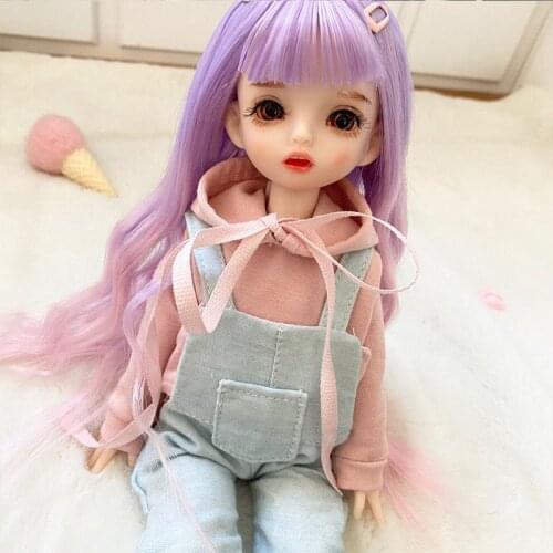 30cm BJD Doll 18 Movable Jointed Handmade DIY Bjd Dolls Princess Dress Mohair Toys BJD Make Up long Hair DIY Toy Gift for Girls