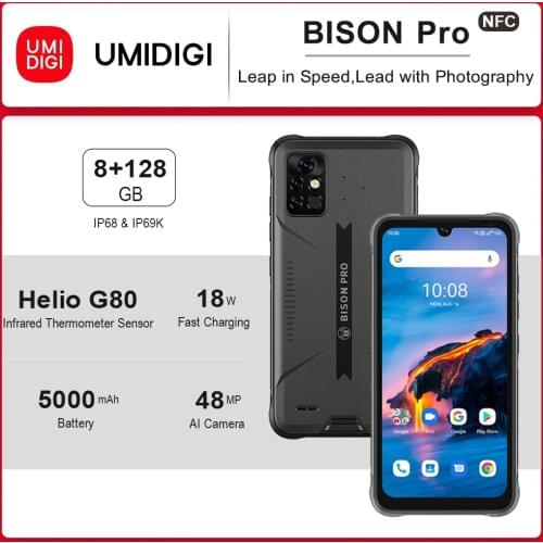 In Stock UMIDIGI BISON Pro IP68/IP69K Global Version Smartphone 8GB 128GB Helio G80 NFC 48MP Rear Camera 6.3"FHD+ Screen 5000mAh