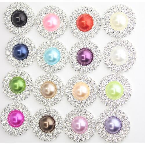 Wedding Invitation Culvert Decoration 10 pcs 25mm Double Row DIY Pearl Diamond Button Drill Baby Hair Accessories 16 mix color