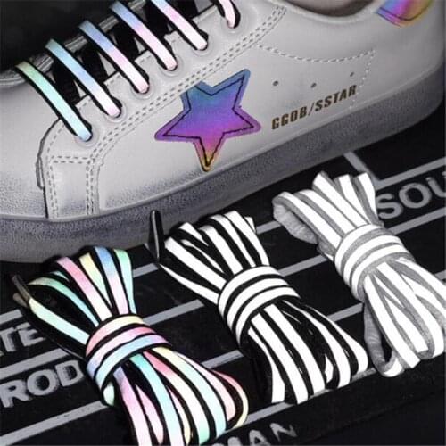 120CM Reflective Shoelaces Laser sequin Shoelace Weave Braided bracelet Sneakers Running Shoes lace Adult children shoe strings