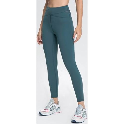 High waist stitching mesh Yoga pants Women fitness running Sport Gym 7/8 Length Leggings Women Bare Squat Proof Workout Training