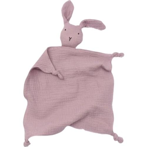 W3JF Baby Soother Appease Towel Bib Soft Animal Rabbit Doll Teether Cuddling Blanket