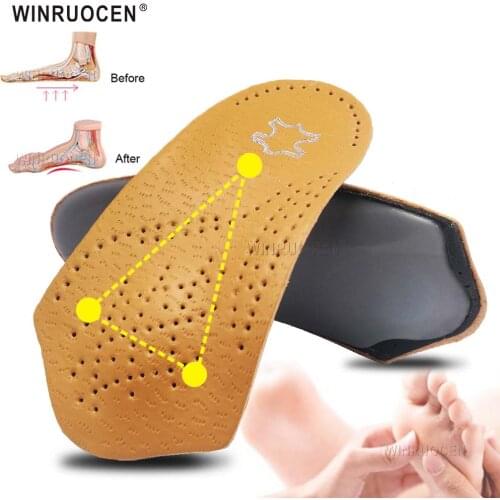 WINRUOCEN Arch Support Half Shoe Pad Hot Sale New Unisex 3/4 Length Leather Insole Flat Foot Orthotic Insoles Insoles Foot Tool
