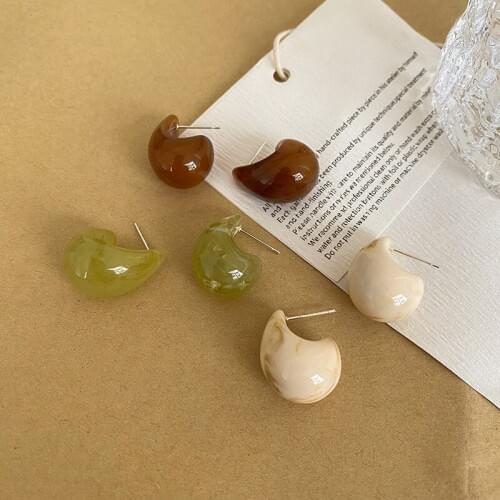 YAOLOGE Elegant Korean Geometric Stone Earrings Green Brown White Charm Trendy Earrings Studs For Women 2020 Statement Jewelry