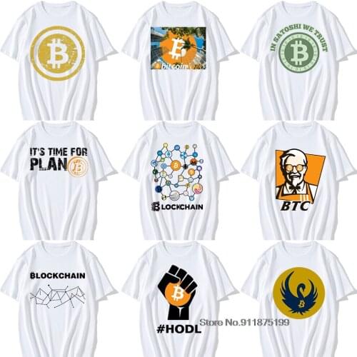 Funny Bitcoin Tshirt for Men Short Sleeve BTC Original Recipe Cryptocurrency Top Crypto Blockchain Geek Tee Shirt Cotton T-shirt