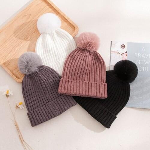 Womens Cap Female Winter Warm Knit Hat Plus Velvet Thicken Fur Ball Pompom Ladies Hat Knitted Hat Ladies And Mens Knitted Hats