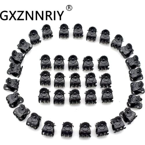 1cm 100pcs/pack Black Hair Claw Clips for Girls Women Hair Accessories Flower Plastic Crab Hairpin Clamp Hairclip Headwear Gifts