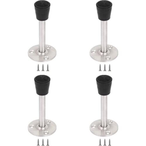 4pcs 90mm/3.54 inch Long Stainless Steel Wall Floor Mounted Round Base Floor Mounted Round Base Door Stop Stopper Wall Protector