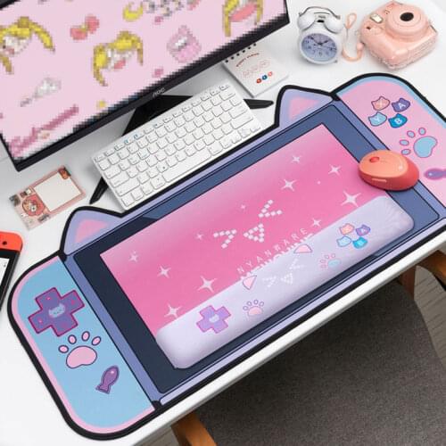 80x40cm Cat Ear Gaming Mouse Pad Anime Large Mousepad Computer Keyboard Office Desk Table Mat For PC NS Gamer Accessories