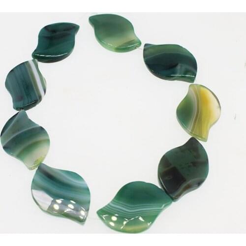 9pieces green veins agate s shape faceted 30*40mm wholesale for DIY jewelry