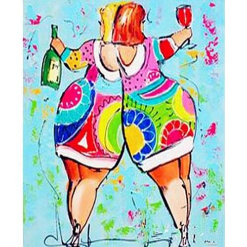 Full Square Round Drill 5D DIY Diamond Painting Cartoon Sexy Women Fat Lady Embroidery Cross Stitch Mosaic Home Decor