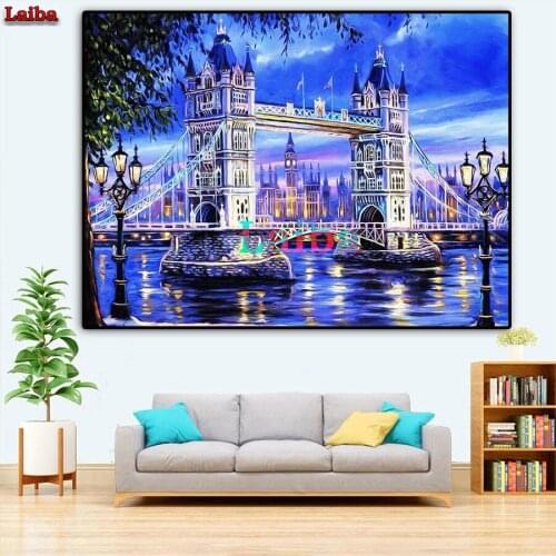 Icon Diamond Embroidery Beautiful City Bridge Mosaic Crystal 5D Cross Stitch Full Diamond Painting DIY Sticker Home Wall Decor