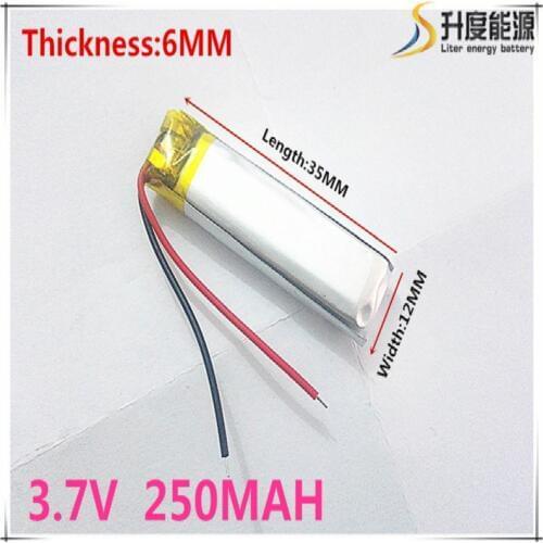 Free shipping Polymer battery 250 mah 3.7V 601235 smart home MP3 speakers Li-ion battery for dvr,GPS,mp3,mp4,cell phone,speak