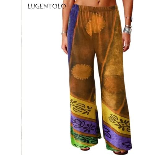 Women Vintage Pants Large Size Summer Thin Fashion Ethnic Retro Print lady Casual Loose Ethnic Retro print Long Pants