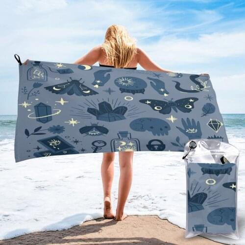 Quick Drying Pocket Towel Shades Blue Esoteric Occult Portable Water Absorbent Towel No Pilling Sports Bath Towel
