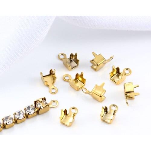 50Pcs/lot Stainless Steel Drill Catch Claps Chain Necklaces Bracelets Findings Connection For Jewelry Making Accessories 2mm 3mm