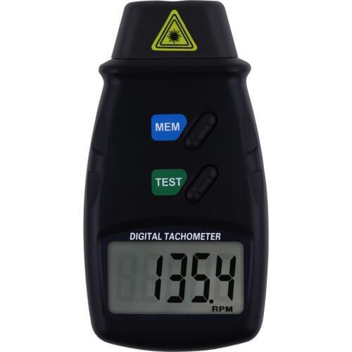 Digital Non-Contact Tachometer Laser LED 2.5 to 99,999 RPM Rotational Speed w/ Automatic Test Range Selection