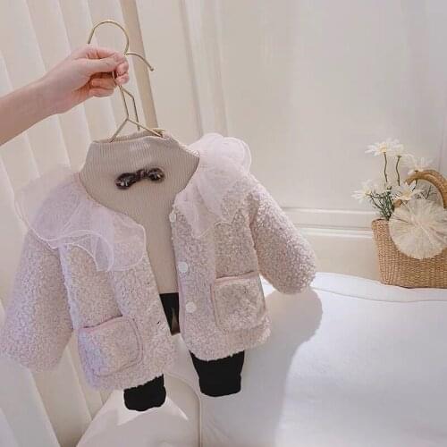 Spring Autumn Girls Solid Thin Coat Baby Kids Clothes Casual Jacket Fashon Children Clothing Girl Lace Cute Coat Wool Blend