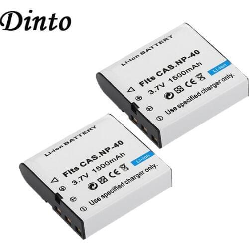 Dinto 2pcs 1500mAh 3.7V NP-40 CNP-40 CNP40 NP40 Replacement Digital Camera Battery for Casio EX-Z40 Z50 Z55 Z57 FC100