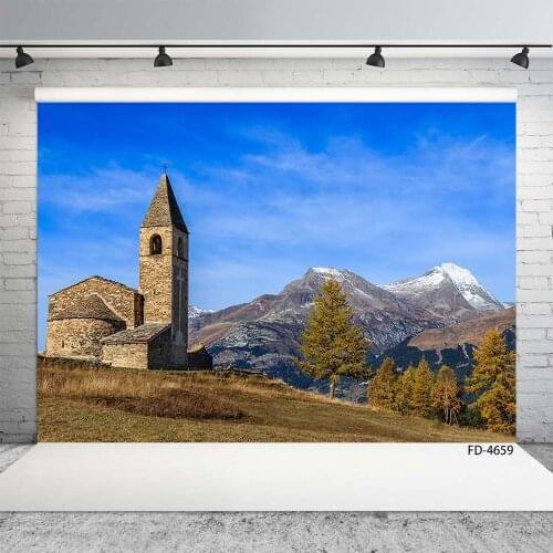 Church on the Hill Photography Backdrops Vinyl Cloth Photo Backgrounds for Children Baby Portrait Photo Shooting Photo Studio