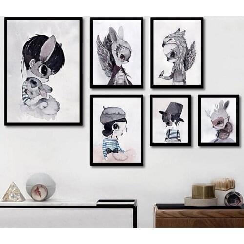 Cartoon Cute Minimalism Style Canvas Painting Poster Prints Home Decor Painting Space Wall Art For Children Baby Room Unframed