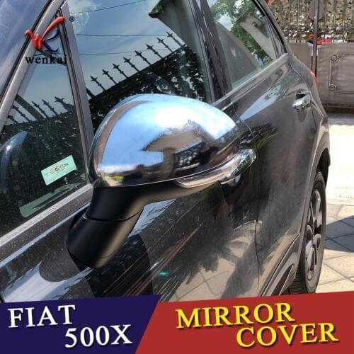 Car Auto Cover Styling For FIAT 500X 2014 2015 2016 2017 2018 2019 ABS Chrome Side Wing Fender Rearview Door Mirror Cap Trim