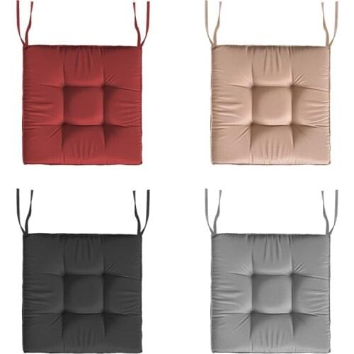 Square Solid Color Seat Cushion with Non-Slip Ties Water-Resistant Outdoor Patio Thickened Chair Pads Floor Pillow Cover