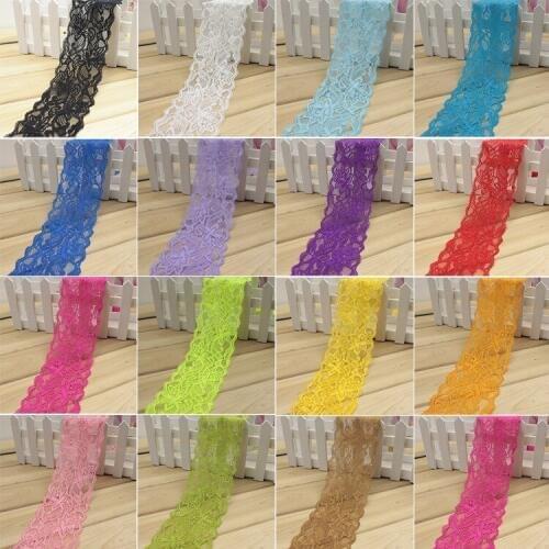 5Yards/Lots 8-9cm Elastic Lace Ribbons DIY Apparel Sewing & Fabric White Beige Blue Black Purple Lace Trimming Home Decoration