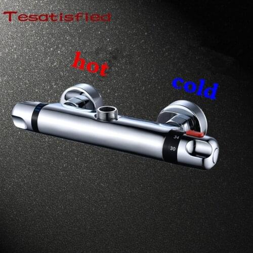 Wall Mounted Double Handle taps Intelligent thermostatic faucet shower nozzle brass thermostatic mixing valve bathroom faucet