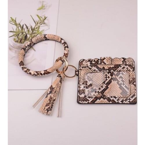 Rainbery New Fashion Multiful Key Ring And Card Wallet PU Leather O Key Ring With Matching Wristlet Bag For Women Girls DZ0107