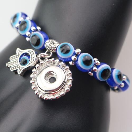 Wholesale Evil Eye Beads 12mm Snap Button Bracelet&Bangles Metal Diy Snap Bracelet Jewelry For Women Men 10PCS