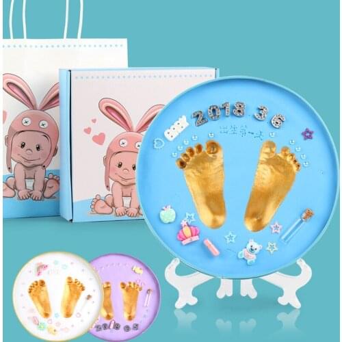 Newborn Babys Gift Baby Souvenirs Hand Footprint Makers Imprint Kit Casting Toys Print Handprint Souvenir Air Drying Soft Clay