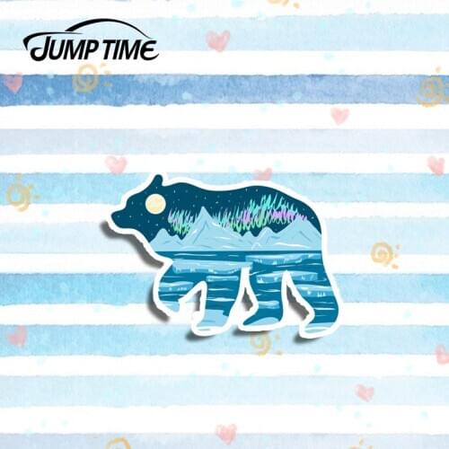 Jump Time 13cm x 9cm Aurora Polar Bear Vinyl Stickers Arctic Wild Animal Stickers Car Motor Bumper Window Auto Accessories