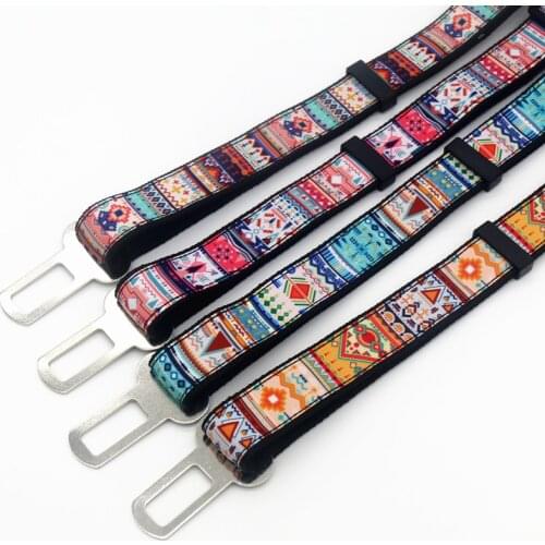 DHK 1'' 25mm Dog Seat Belt Tribal Pattern Personalized High Quality Ribbons Adjustable Dog Car Seat Belts C1916