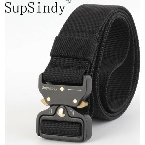 SupSindy mens canvas belt Metal insert buckle military nylon Training belt Army tactical belts for Men Best quality male strap