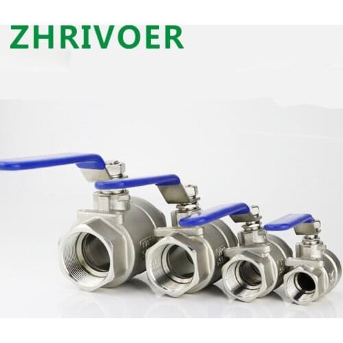 Female Stainless Steel SS304 2P Full Port Ball Valve with Vinyl Handle Thread Valves BSPT 1/4" 3/8" 1/2" 3/4" 1" 1-1/4" 1-1/2"